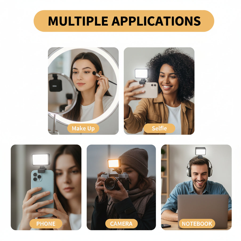 Clip-On LED Selfie Light For Phone With Adjustable Brightness And Color Temperature | Temsk