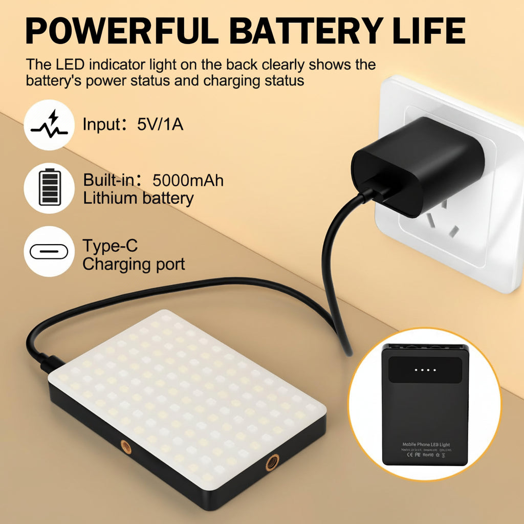 Clip-On LED Selfie Light For Phone With Adjustable Brightness And Color Temperature | Temsk