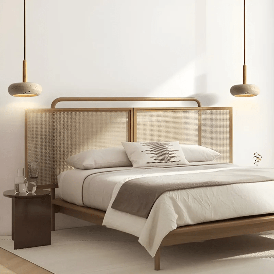 CalmStone LED Retro Ceiling Light With Wood And Stone For Serene Ambiance | Temsk