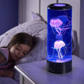 LED Jellyfish Table Lamp With Color Display In Clear Cylinder Decor | Temsk