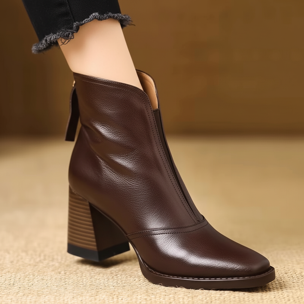 Women's Ankle Boots With Mid Heel And Zipper For Everyday Style | Temsk