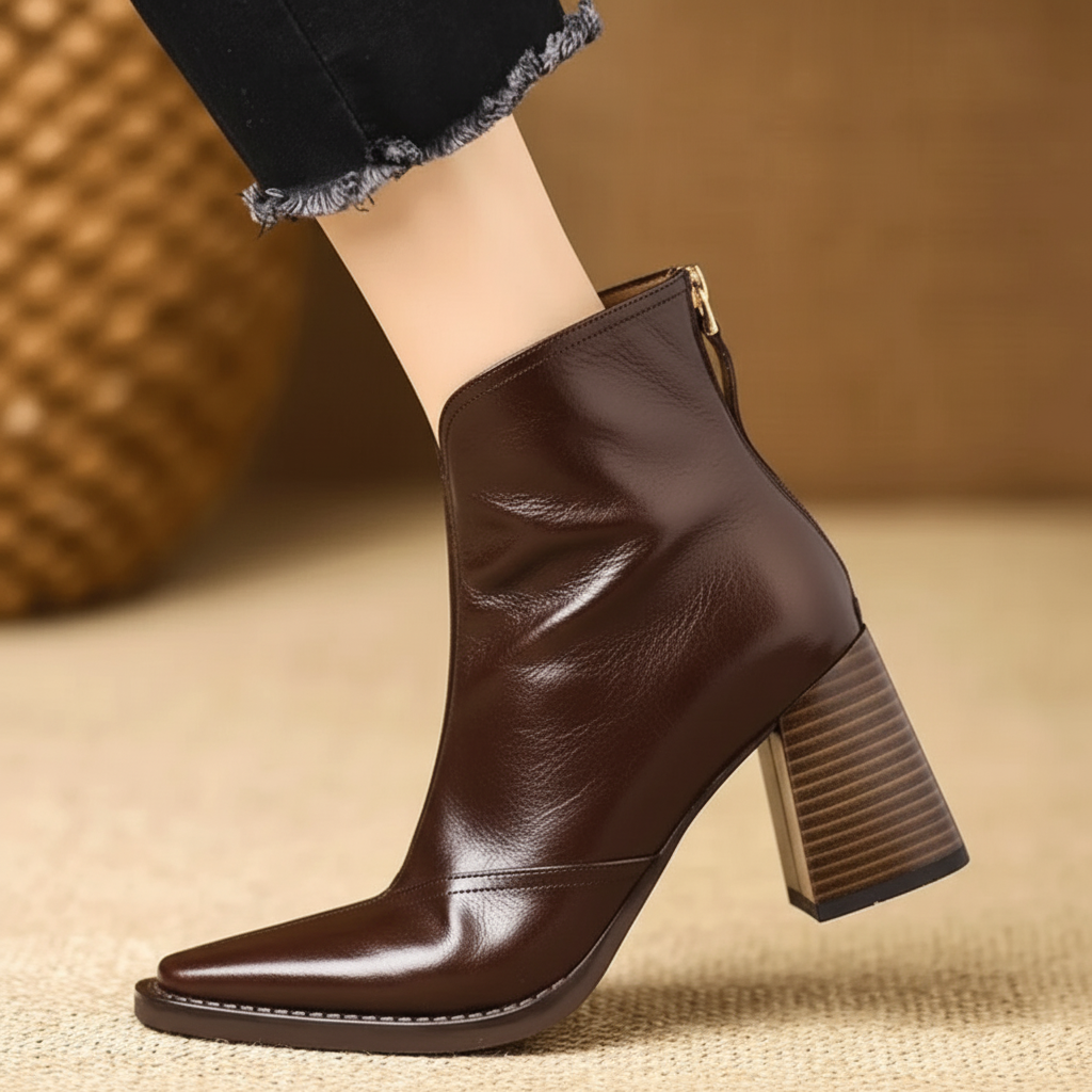 Women's Ankle Boots With Mid Heel And Zipper For Everyday Style | Temsk