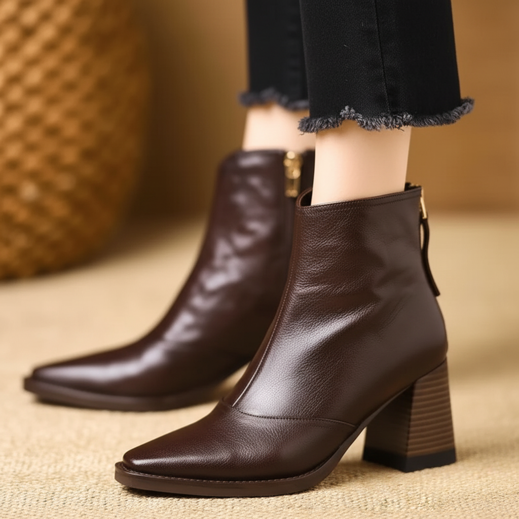 Women's Ankle Boots With Mid Heel And Zipper For Everyday Style | Temsk
