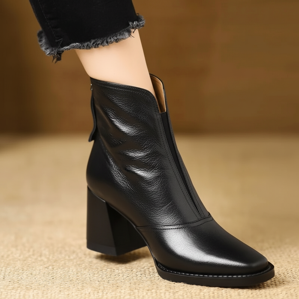 Women's Ankle Boots With Mid Heel And Zipper For Everyday Style | Temsk