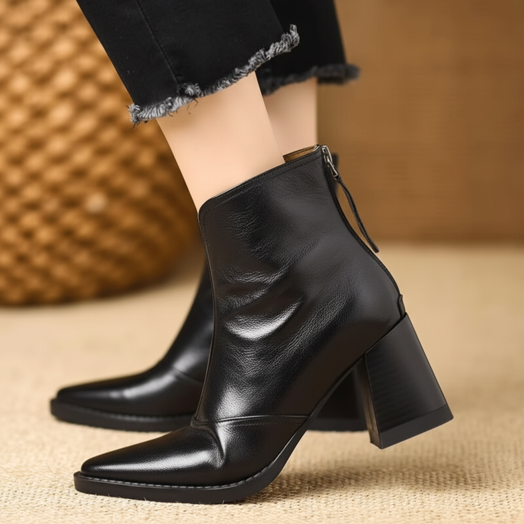 Women's Ankle Boots With Mid Heel And Zipper For Everyday Style | Temsk