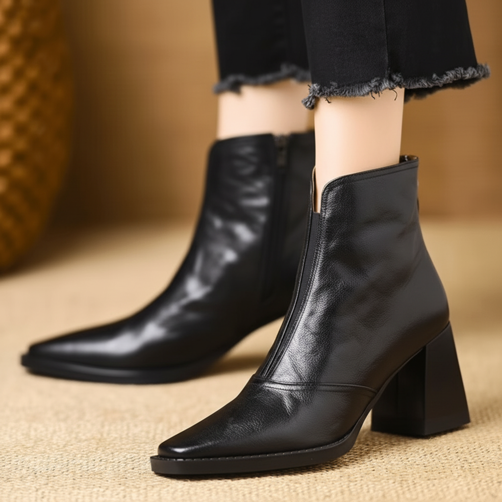 Women's Ankle Boots With Mid Heel And Zipper For Everyday Style | Temsk