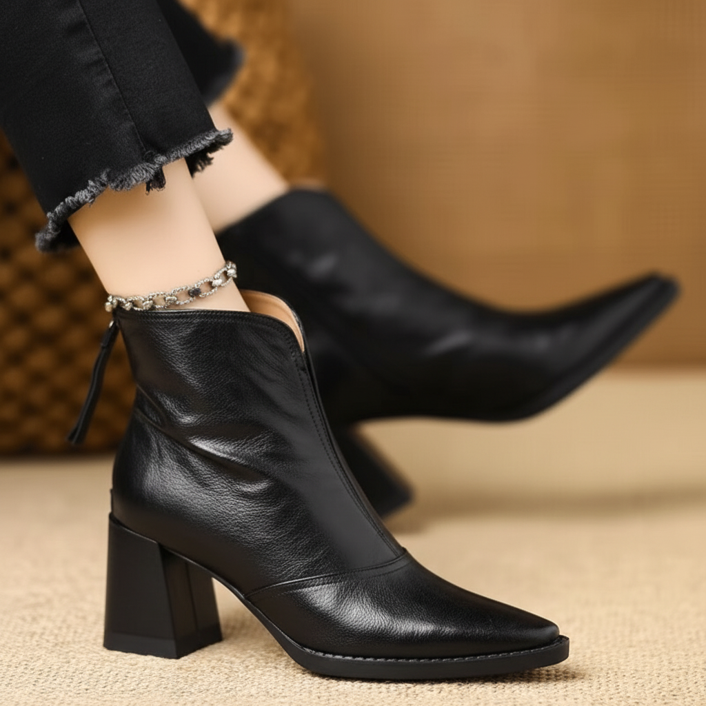 Women's Ankle Boots With Mid Heel And Zipper For Everyday Style | Temsk