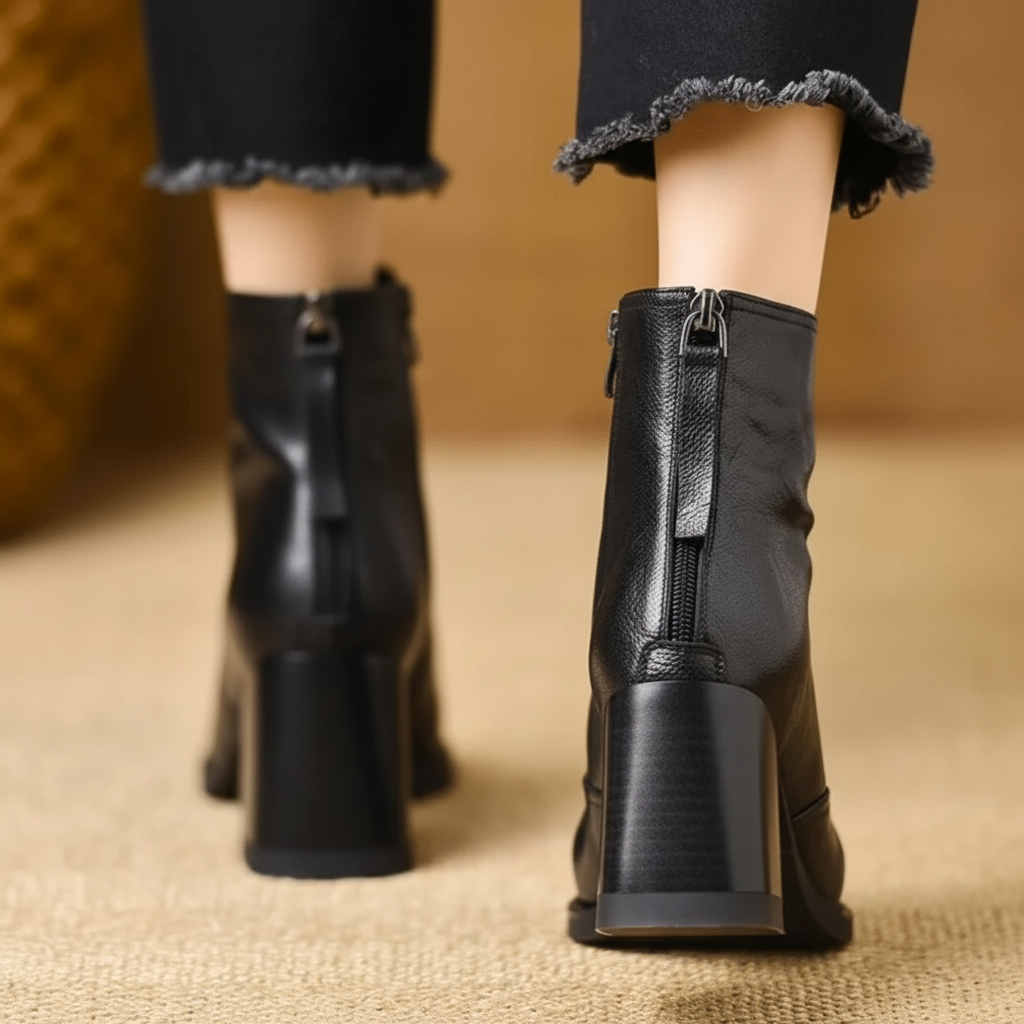 Women's Ankle Boots With Mid Heel And Zipper For Everyday Style | Temsk