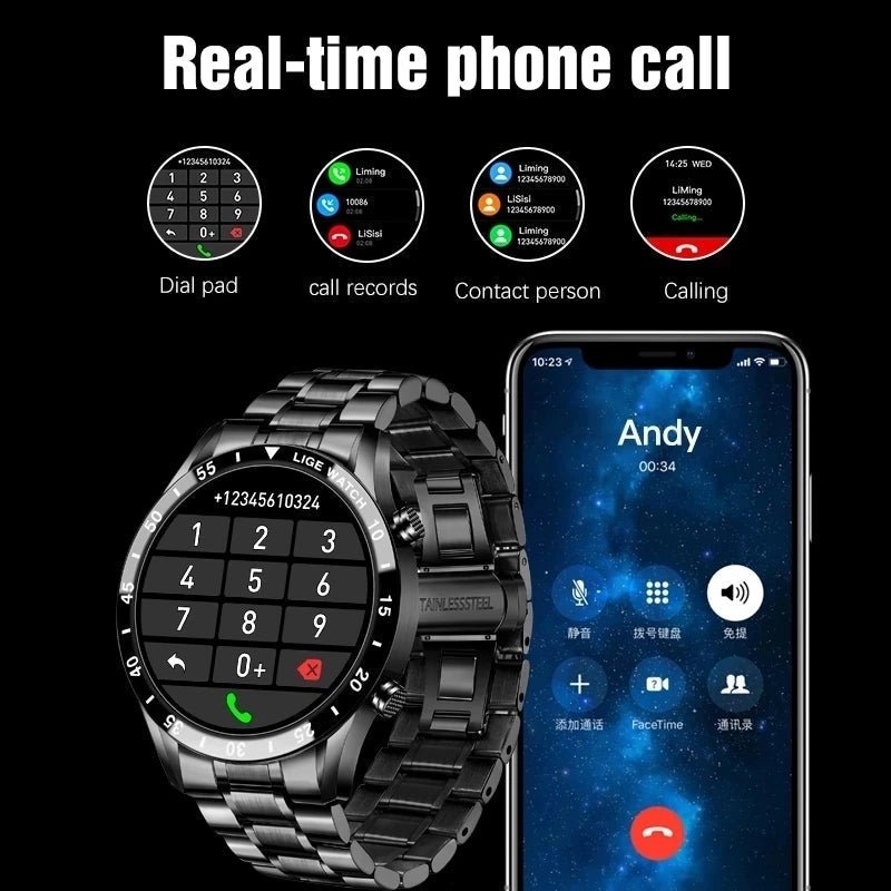 Aurelian Luxury Bluetooth Smartwatch With Full Touchscreen and Stainless Steel Band | Temsk