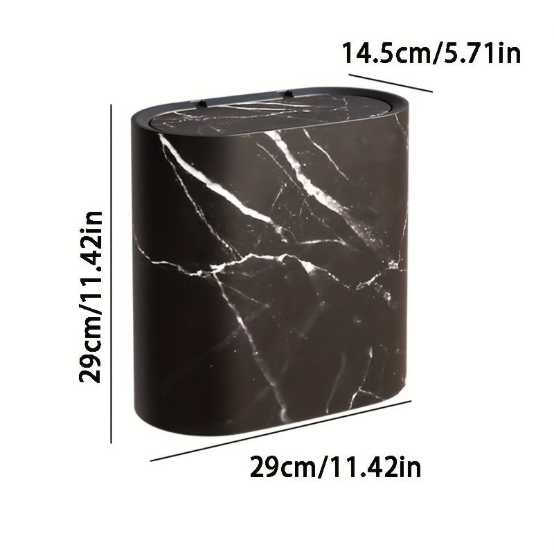 LumaBin Marble Look Contemporary Oval Waste Bin Decorative | Temsk