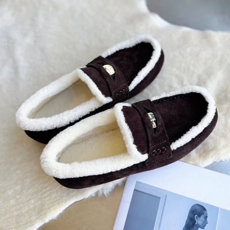 CozyStep Klasické Dámské Semišové Mokasíny s Kulatou Špičkou a Vlnenou Podšívkou | Temsk