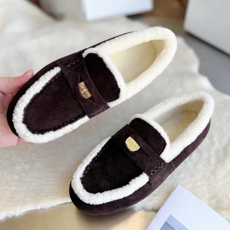 CozyStep Klasické Dámské Semišové Mokasíny s Kulatou Špičkou a Vlnenou Podšívkou | Temsk