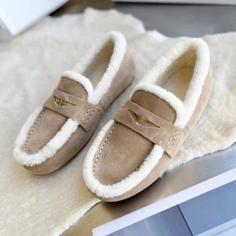 CozyStep Klasické Dámské Semišové Mokasíny s Kulatou Špičkou a Vlnenou Podšívkou | Temsk