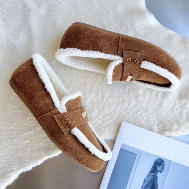 CozyStep Klasické Dámské Semišové Mokasíny s Kulatou Špičkou a Vlnenou Podšívkou | Temsk