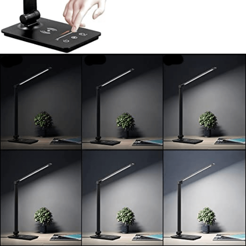 Aethera LED-Schreibtischlampe mit kabellosem Laden und einstellbarer Helligkeit | Temsk