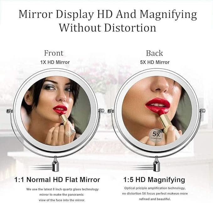 LumiView LED Magnifying Mirror With Adjustable Lighting And Rechargeable Battery | Temsk