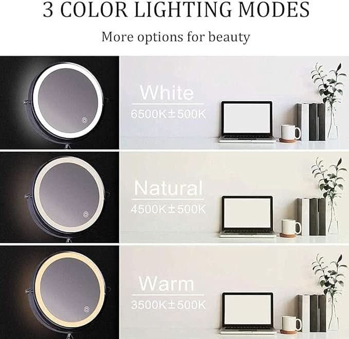 LumiView LED Magnifying Mirror With Adjustable Lighting And Rechargeable Battery | Temsk