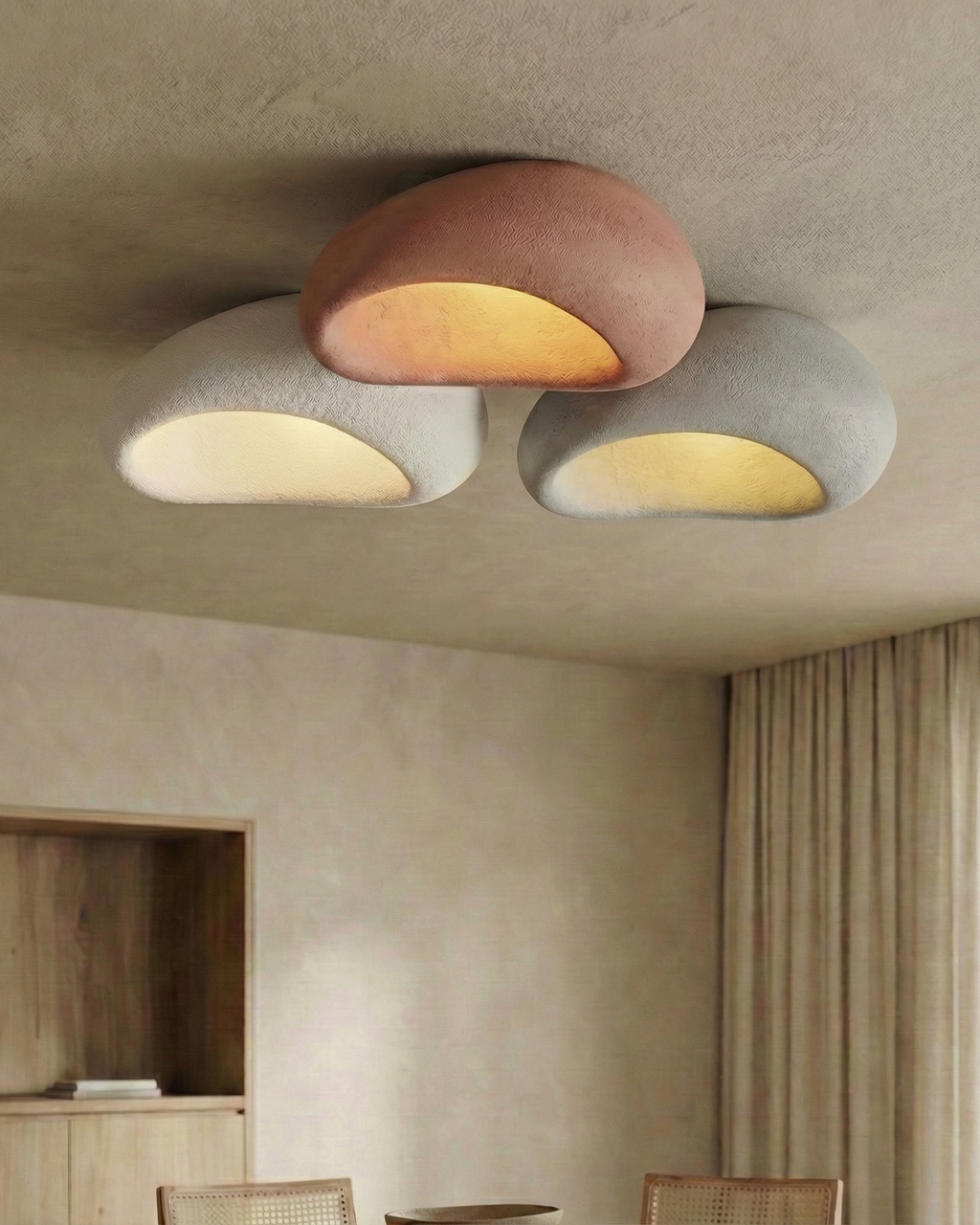 Wabi Sabi Inspired Metal Ceiling Lamp With Warm Lighting | Temsk