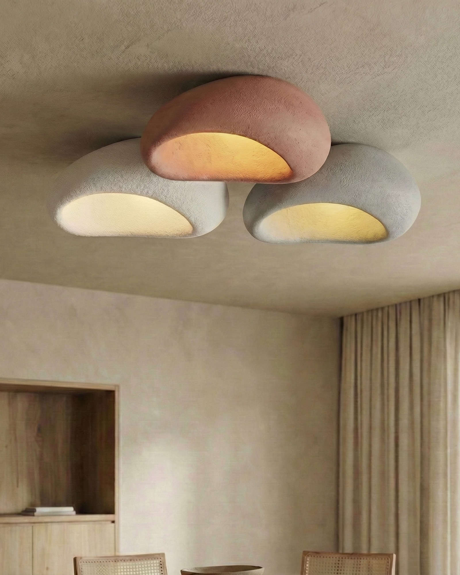Wabi Sabi Inspired Metal Ceiling Lamp With Warm Lighting | Temsk