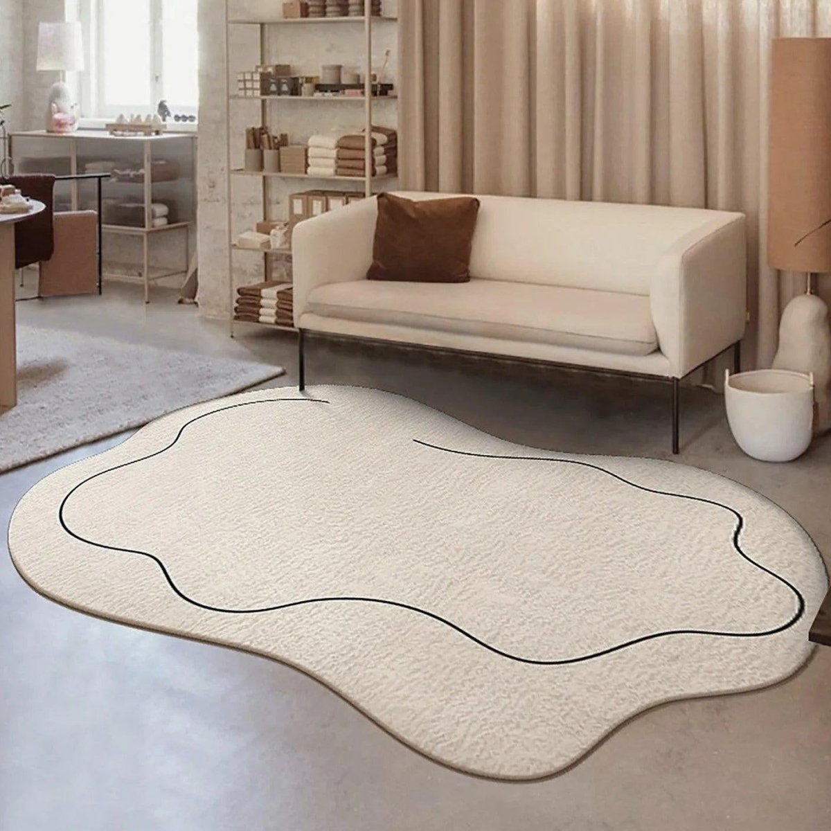 CloudNest blødt tæppe med sky-mønster, nem pleje til hyggelige opholdsrum | Temsk