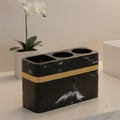 Regal Black Marble Presentation Tray With Gold Rim For The Bathroom | Temsk