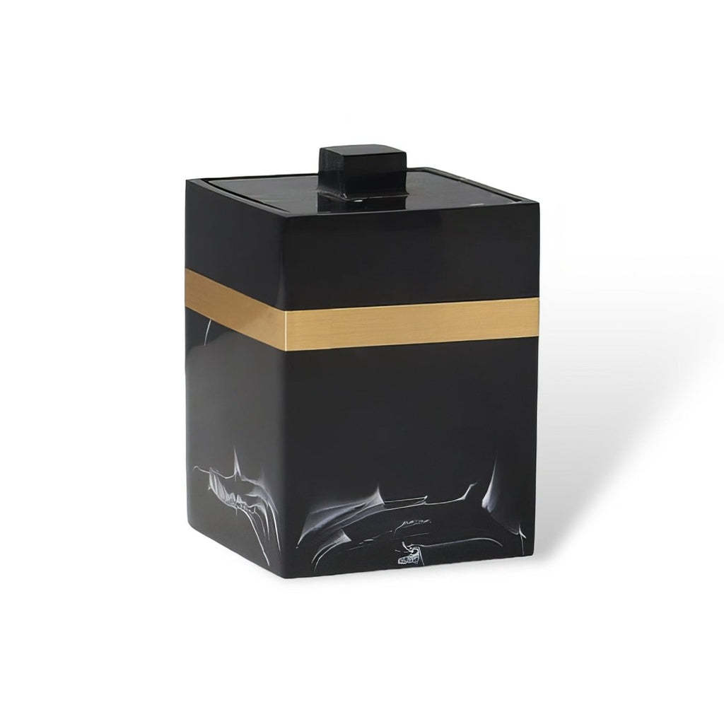 Regal Black Marble Presentation Tray With Gold Rim For The Bathroom | Temsk