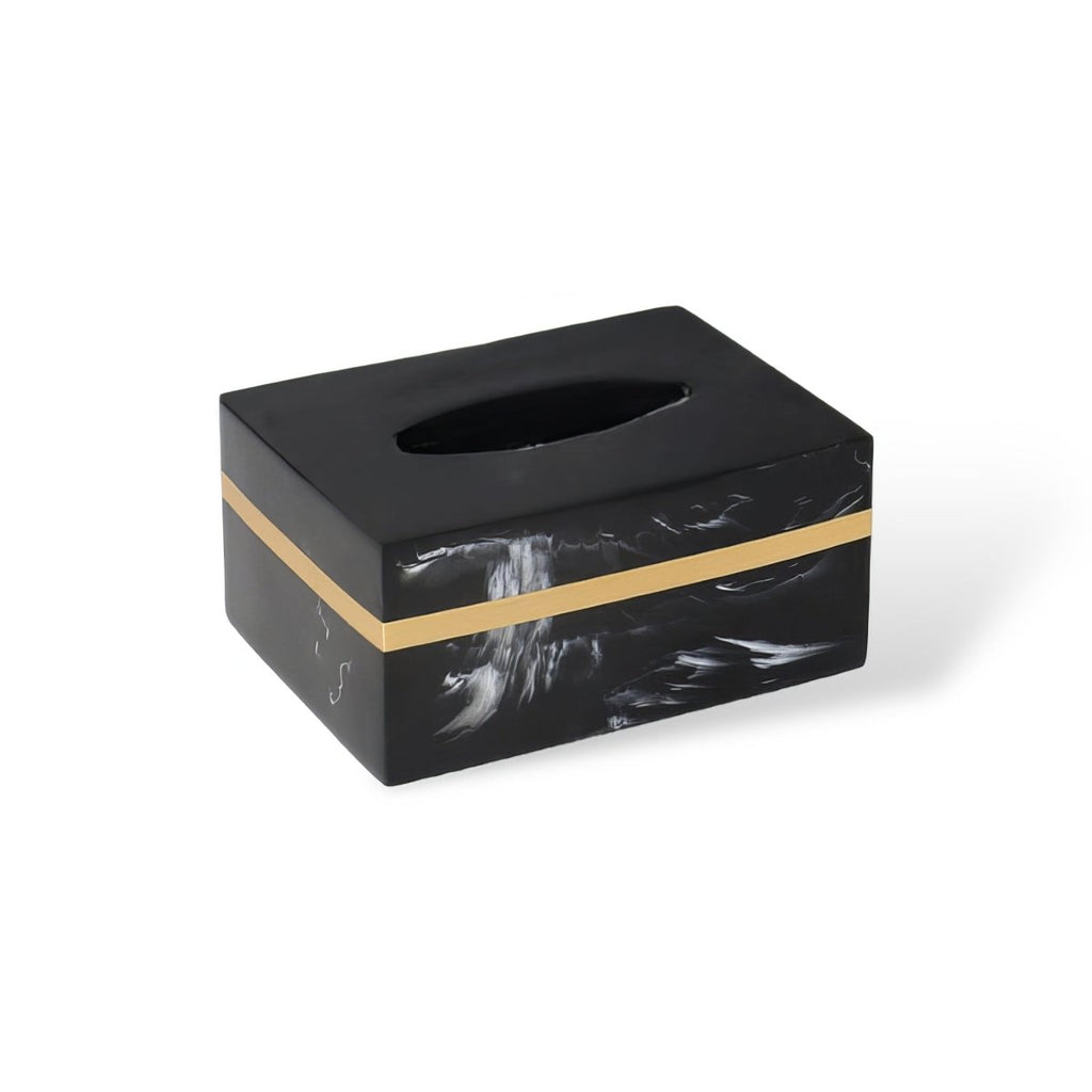 Regal Black Marble Presentation Tray With Gold Rim For The Bathroom | Temsk