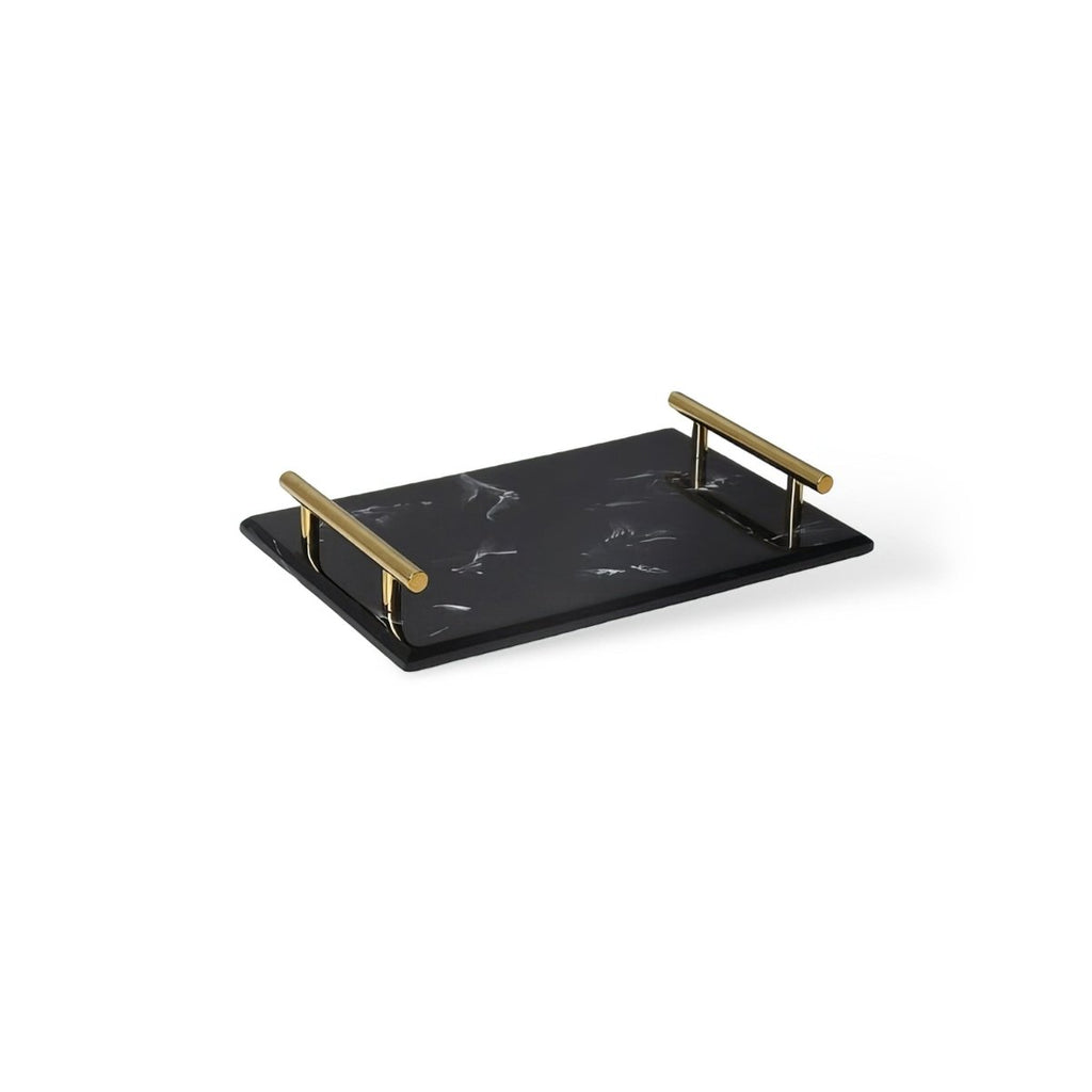 Regal Black Marble Presentation Tray With Gold Rim For The Bathroom | Temsk
