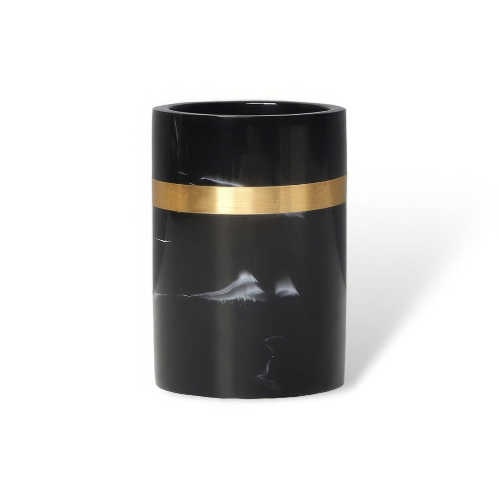 Regal Black Marble Presentation Tray With Gold Rim For The Bathroom | Temsk