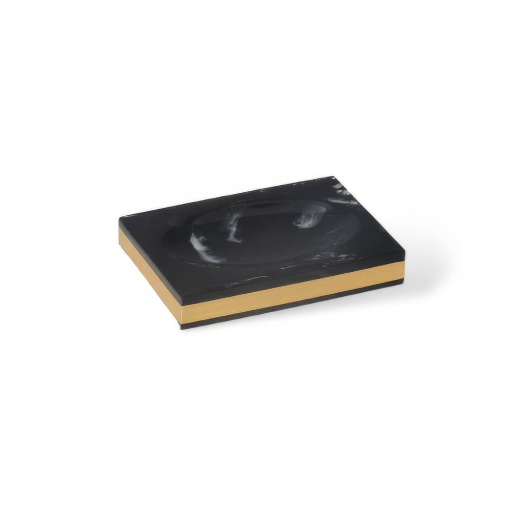 Regal Black Marble Presentation Tray With Gold Rim For The Bathroom | Temsk