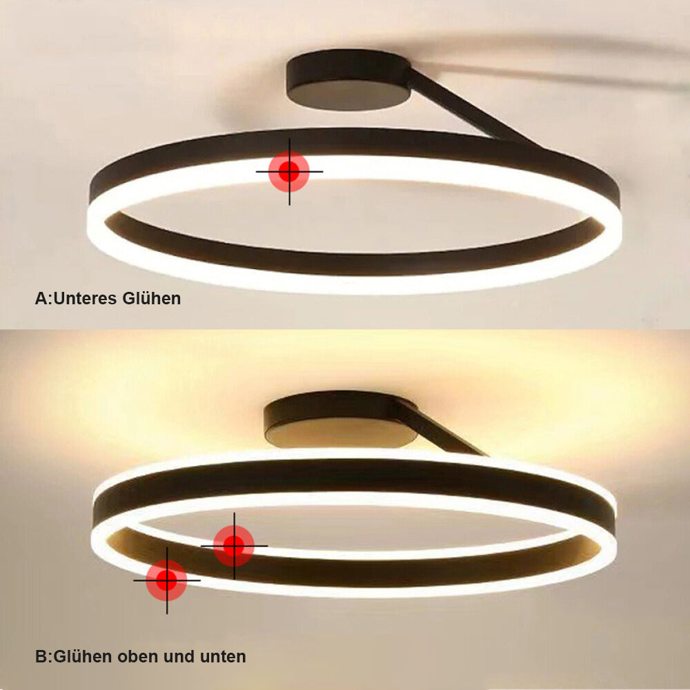 Dimmable LED Ring Ceiling Light Metal and Acrylic 50cm Black White | Temsk
