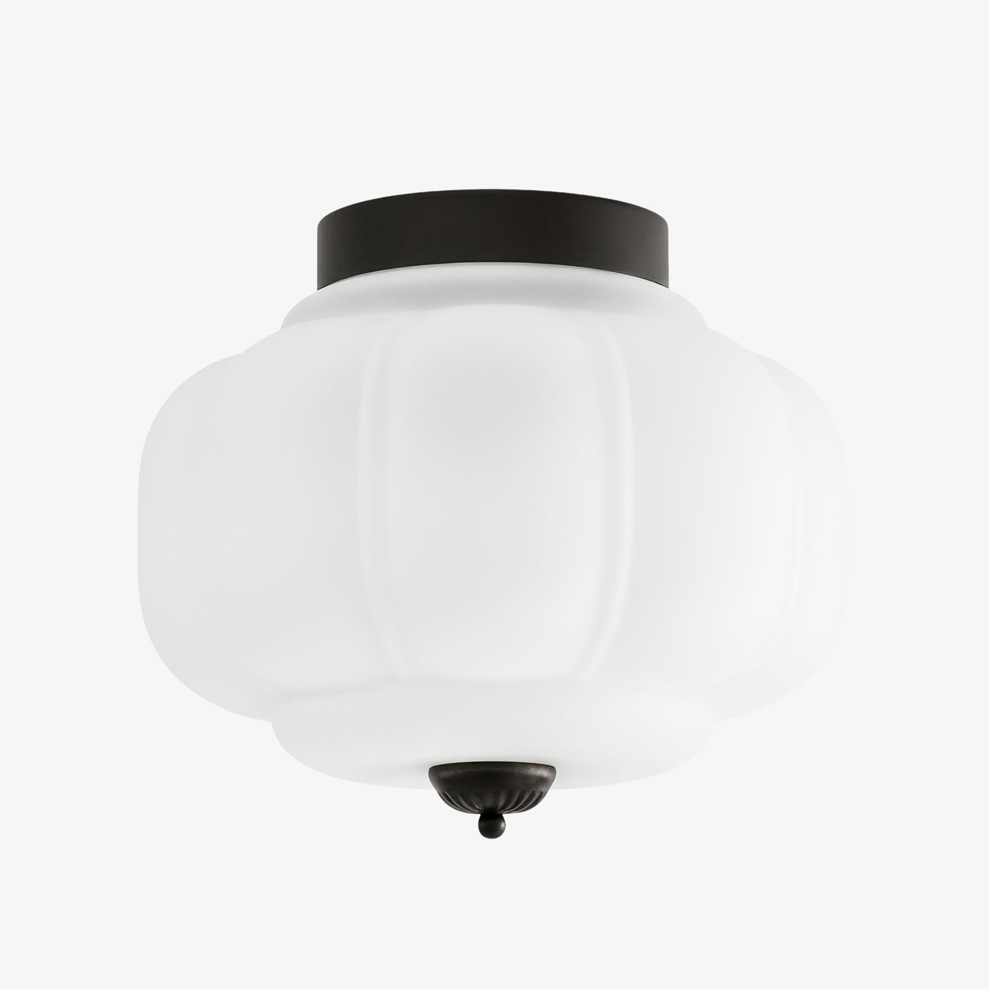 Milk Glass Ceiling Light With Glass Shade, Modern Flush Mount, Scandinavian Style | Temsk