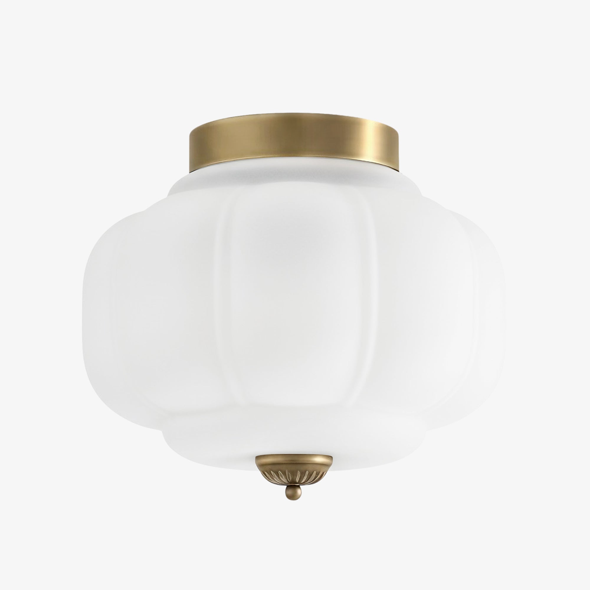 Milk Glass Ceiling Light With Glass Shade, Modern Flush Mount, Scandinavian Style | Temsk