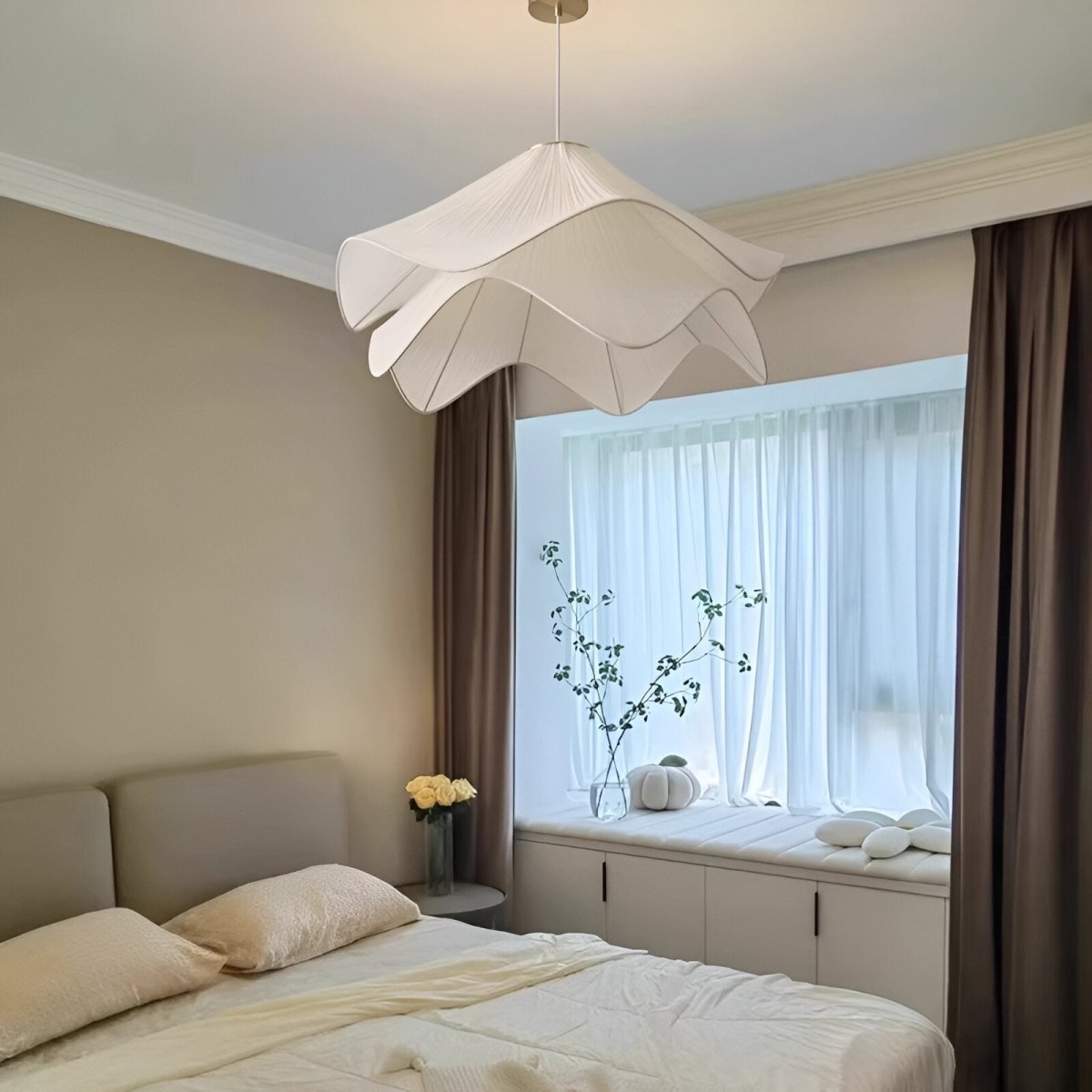 Elegant Large Fabric LED Hanging Light Fixture For Home Decor | Temsk