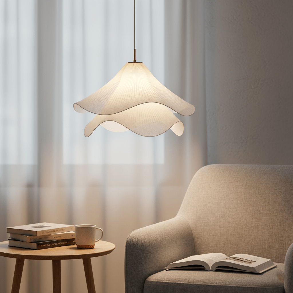 Elegant Large Fabric LED Hanging Light Fixture For Home Decor | Temsk
