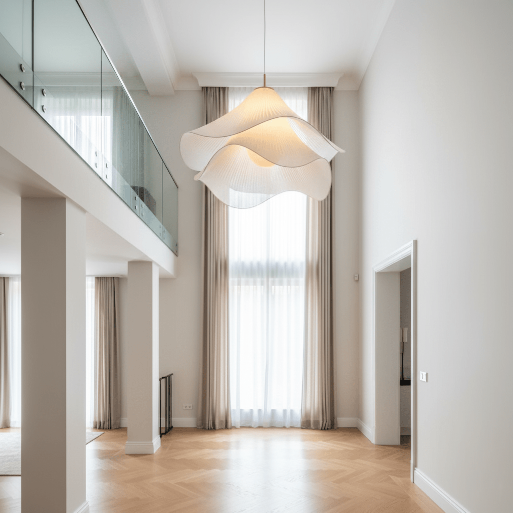 Elegant Large Fabric LED Hanging Light Fixture For Home Decor | Temsk