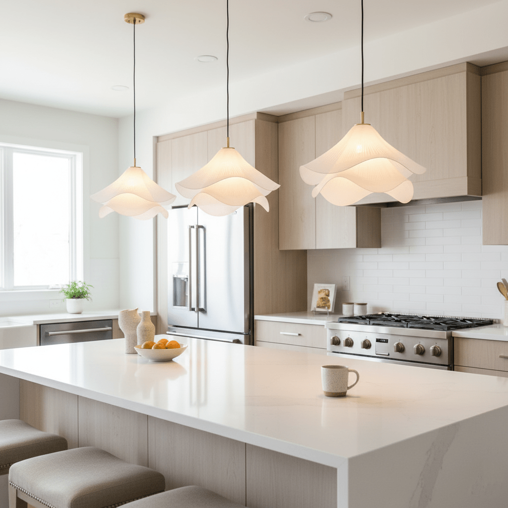Elegant Large Fabric LED Hanging Light Fixture For Home Decor | Temsk