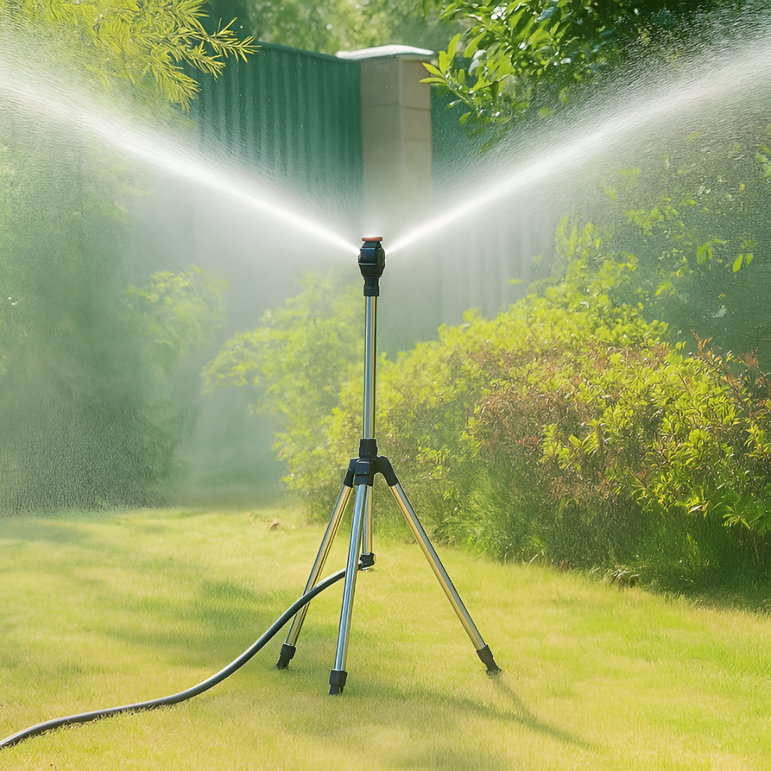 Dreibein-Rasensprenger für Rasenpflege und Gartenbewässerung, 360° Drehung | Temsk