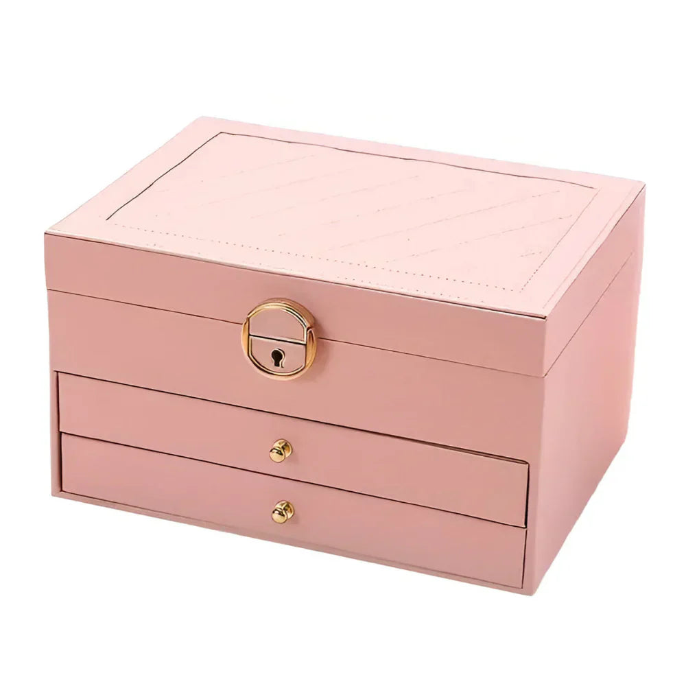Layered Leather Jewelry Organizer With Textured Exterior Display Unit | Temsk