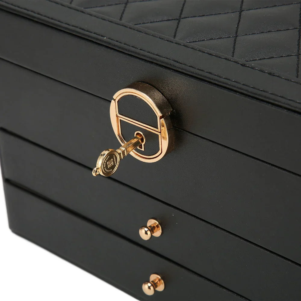 Layered Leather Jewelry Organizer With Textured Exterior Display Unit | Temsk