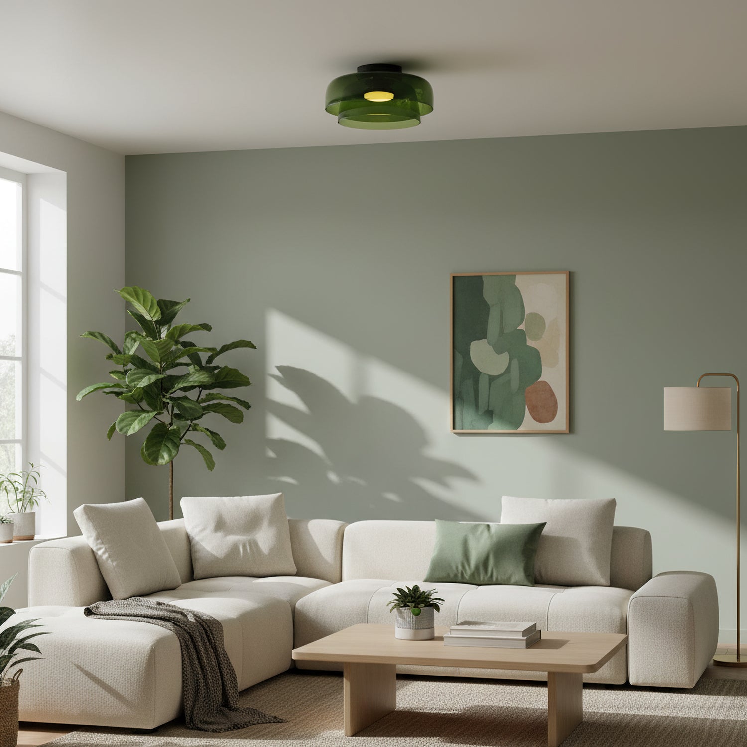 Vícevrstvé skleněné stropní svítidlo s kovovým rámem v černé, zelené, kouřové, šedé a oranžové barvě, LED, 32-42 cm | Temsk