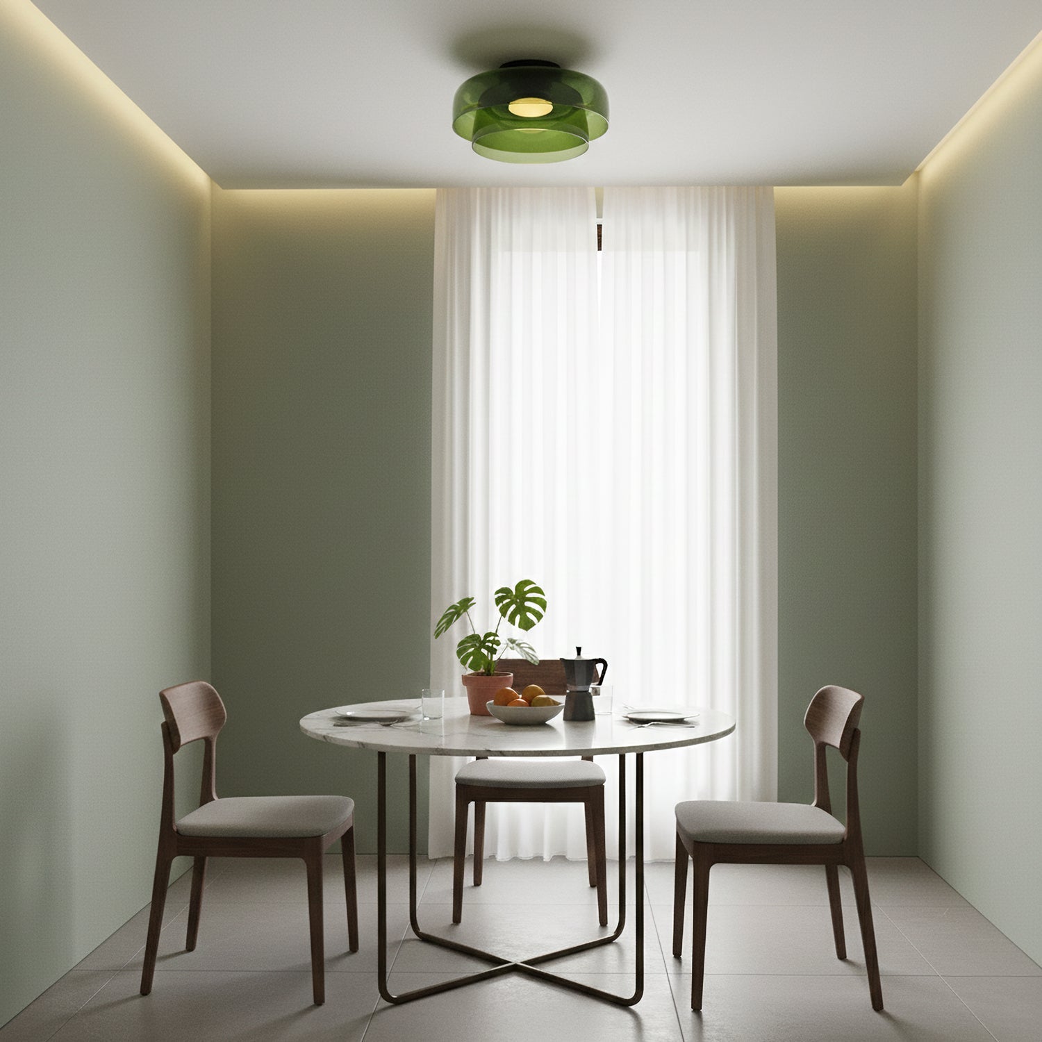 Vícevrstvé skleněné stropní svítidlo s kovovým rámem v černé, zelené, kouřové, šedé a oranžové barvě, LED, 32-42 cm | Temsk