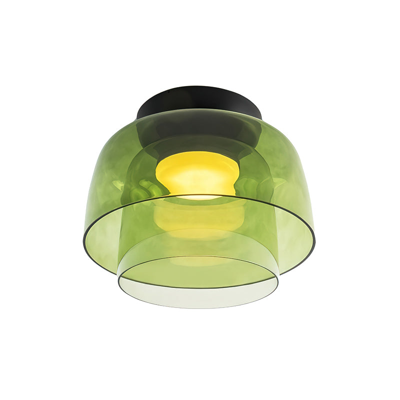 Vícevrstvé skleněné stropní svítidlo s kovovým rámem v černé, zelené, kouřové, šedé a oranžové barvě, LED, 32-42 cm | Temsk