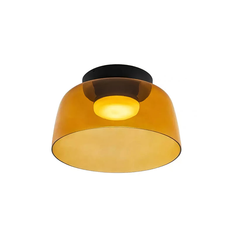 Vícevrstvé skleněné stropní svítidlo s kovovým rámem v černé, zelené, kouřové, šedé a oranžové barvě, LED, 32-42 cm | Temsk