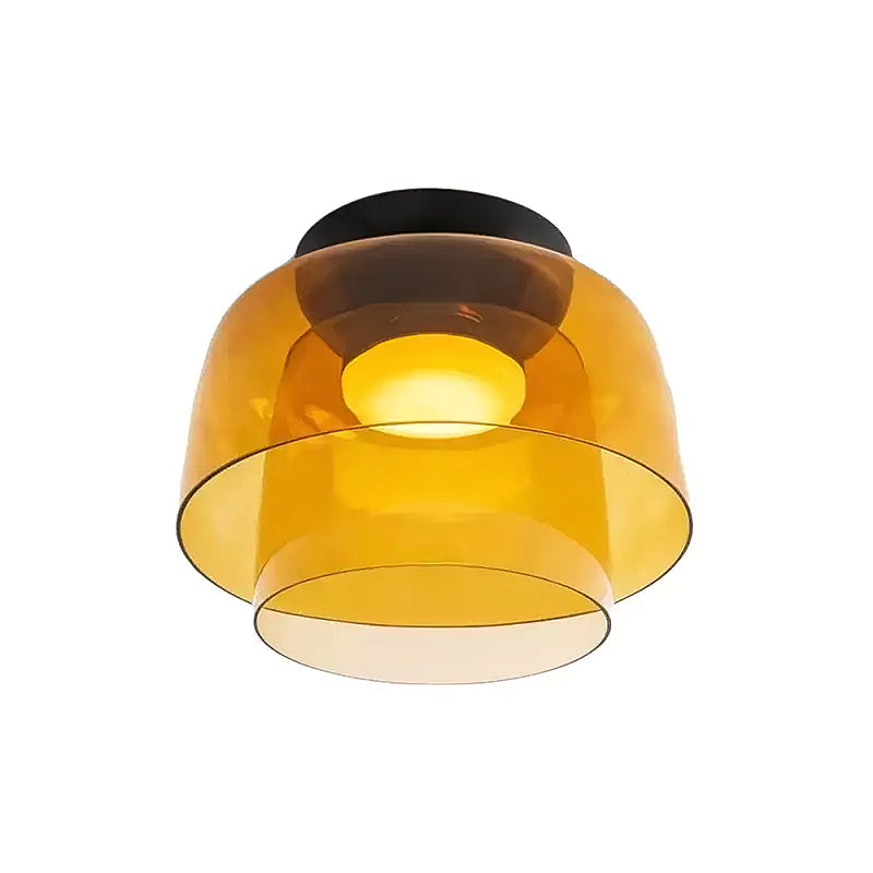 Vícevrstvé skleněné stropní svítidlo s kovovým rámem v černé, zelené, kouřové, šedé a oranžové barvě, LED, 32-42 cm | Temsk