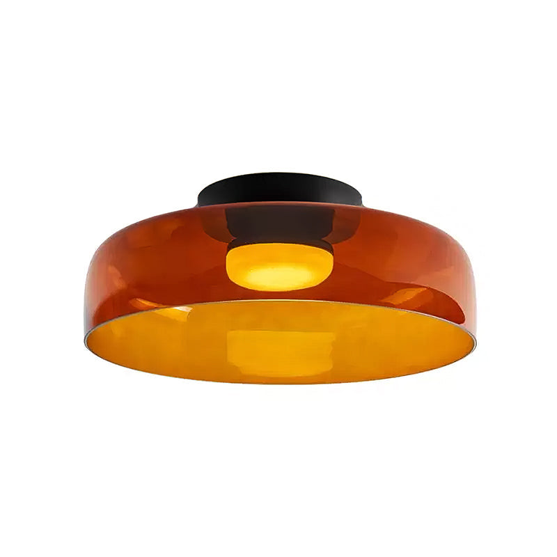 Vícevrstvé skleněné stropní svítidlo s kovovým rámem v černé, zelené, kouřové, šedé a oranžové barvě, LED, 32-42 cm | Temsk