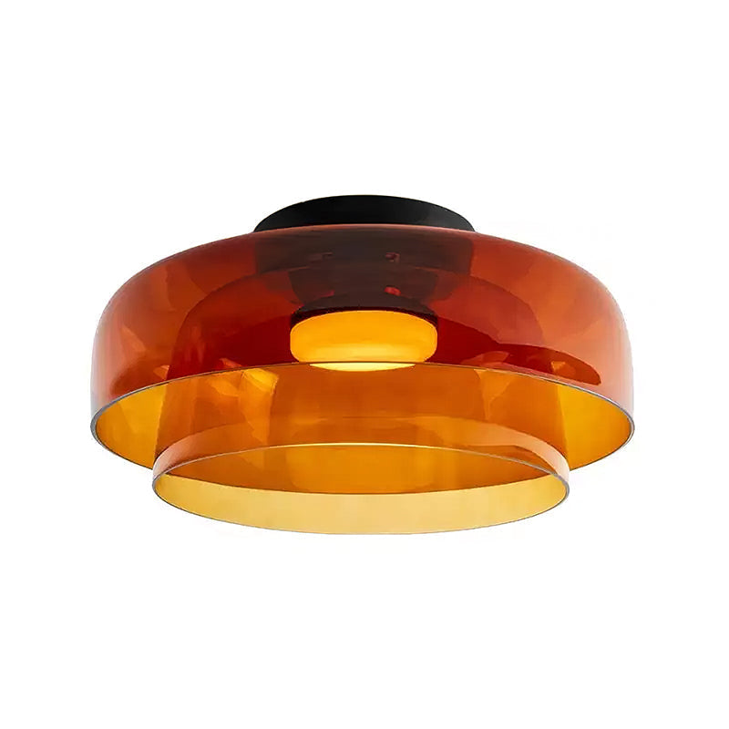 Vícevrstvé skleněné stropní svítidlo s kovovým rámem v černé, zelené, kouřové, šedé a oranžové barvě, LED, 32-42 cm | Temsk
