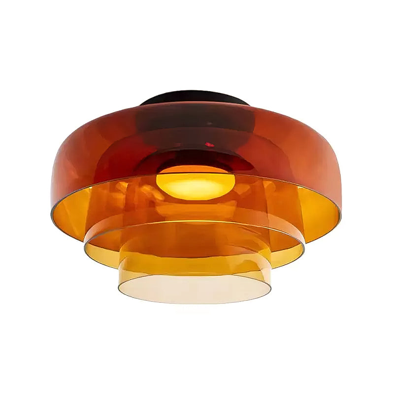 Vícevrstvé skleněné stropní svítidlo s kovovým rámem v černé, zelené, kouřové, šedé a oranžové barvě, LED, 32-42 cm | Temsk