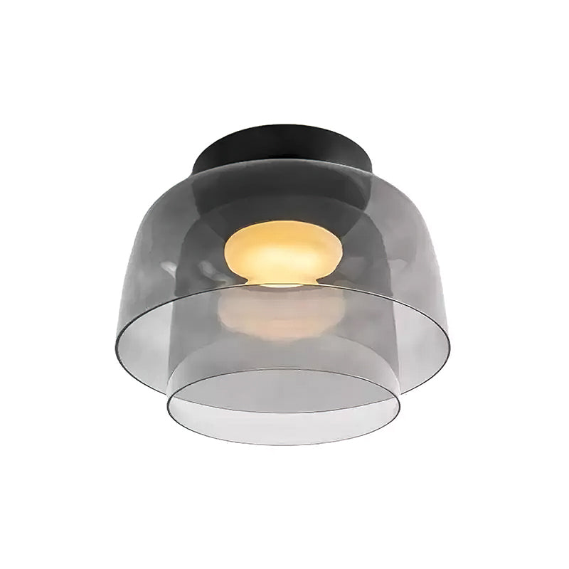 Vícevrstvé skleněné stropní svítidlo s kovovým rámem v černé, zelené, kouřové, šedé a oranžové barvě, LED, 32-42 cm | Temsk