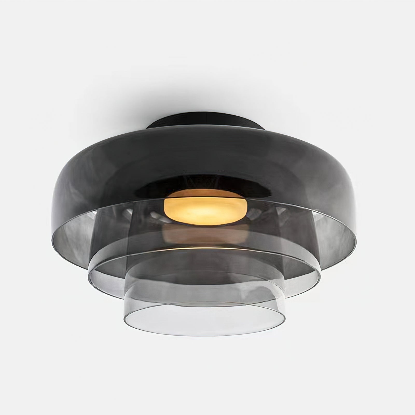 Vícevrstvé skleněné stropní svítidlo s kovovým rámem v černé, zelené, kouřové, šedé a oranžové barvě, LED, 32-42 cm | Temsk